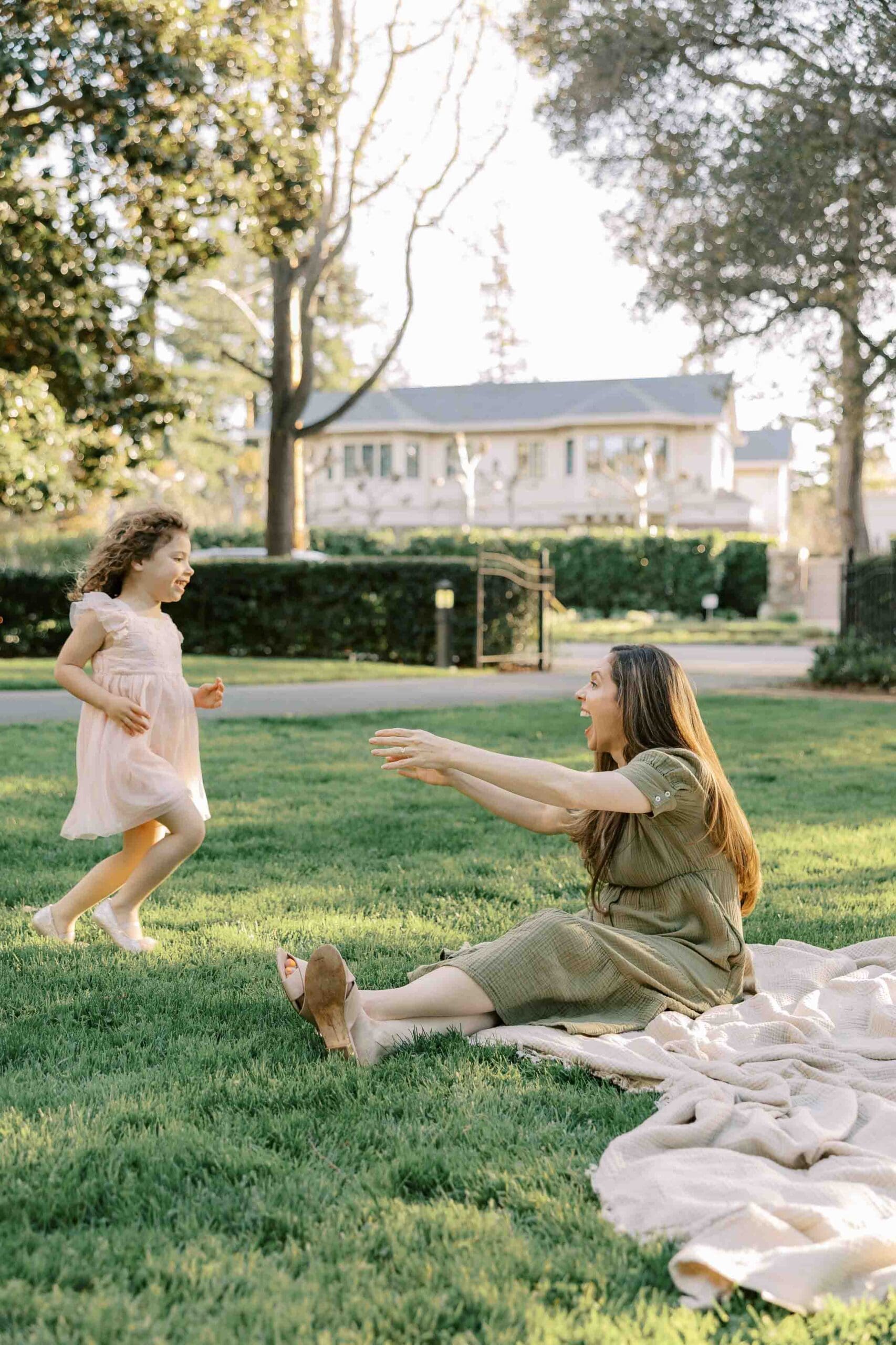 Daughter running to mother