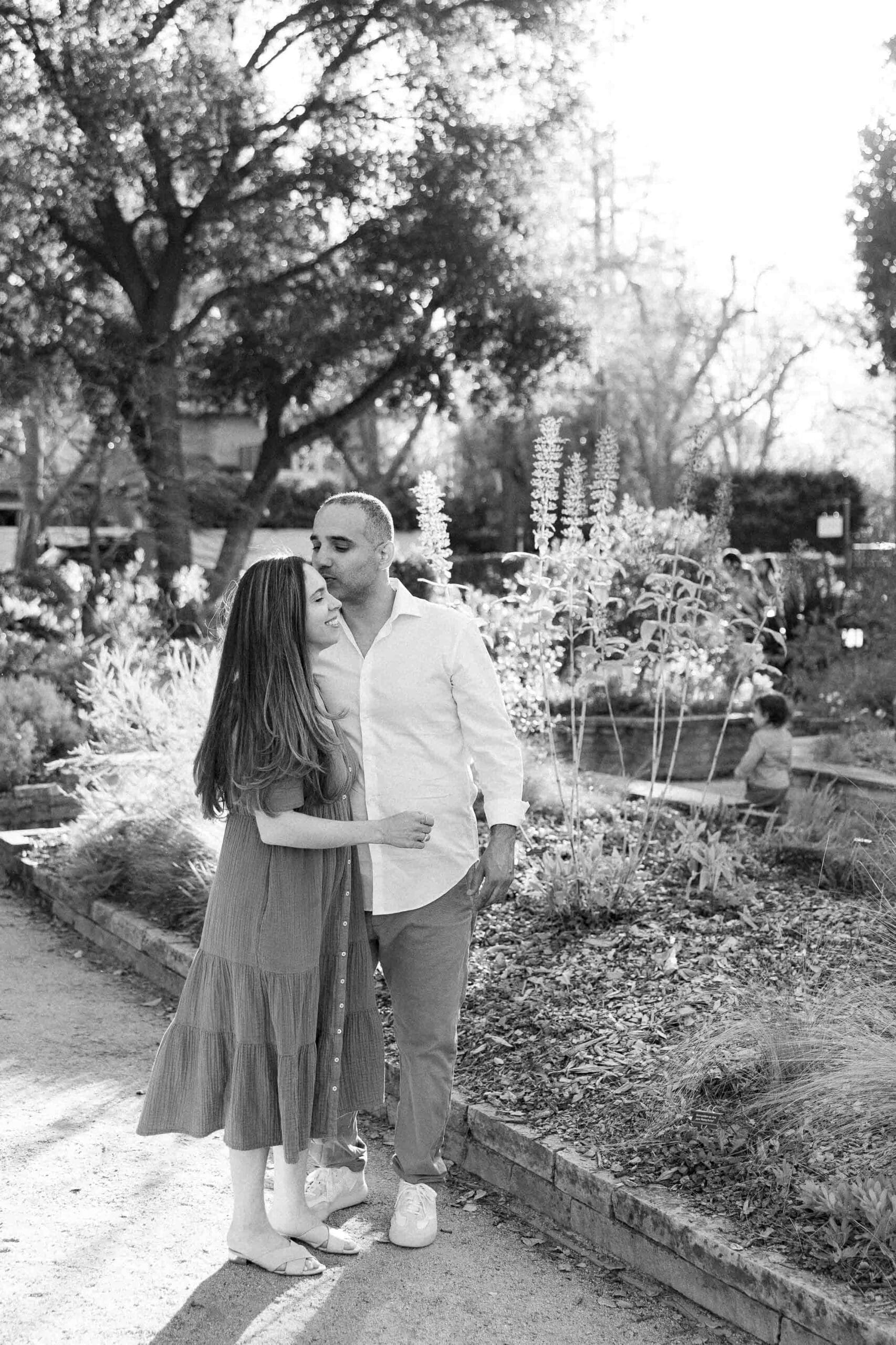 Mom and dad embracing
