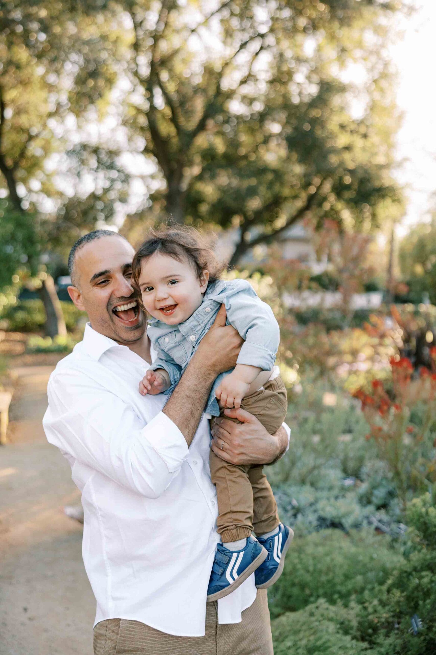 Dad and son having fun