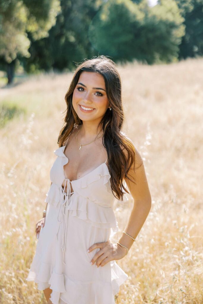 Los Altos High School senior posing for her graduation portraits at Foothills Nature Preserve