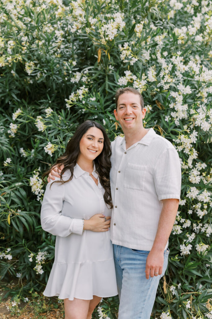 Parents-to-be posing for a portrait at Cuesta Park in Mountain View